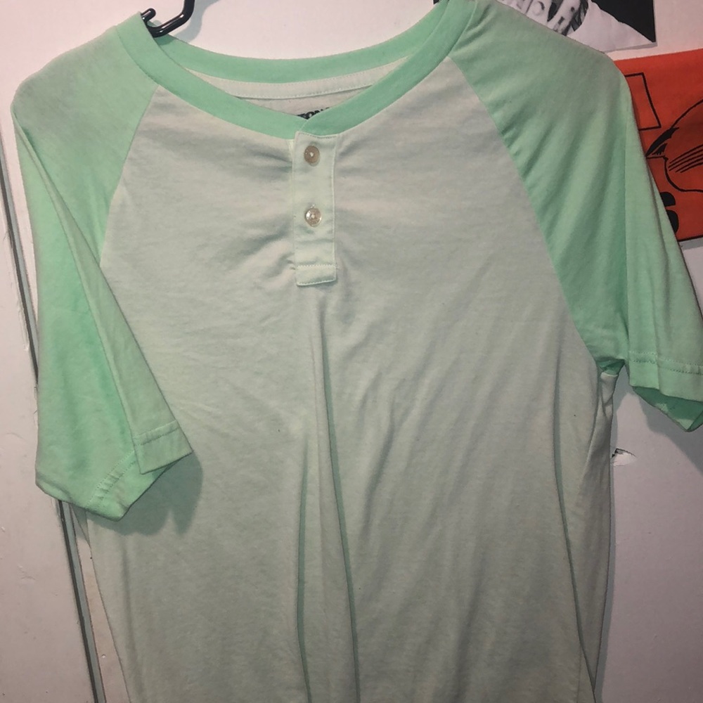 Light green button down
